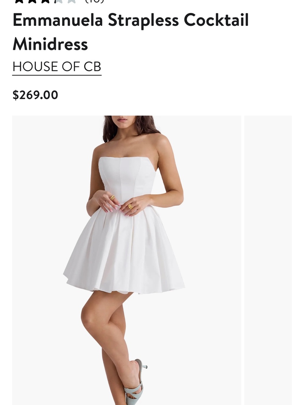 House of CB White Strapless Flared Cocktail Dress